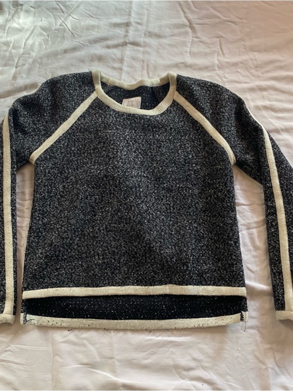 Cozy Black and Cream Contrast Trim Sweater